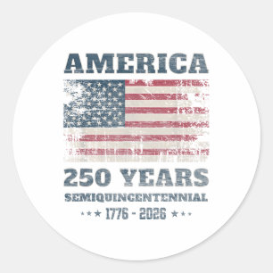 250 Years America Anniversary Grunge Flag Usa Classic Round Sticker