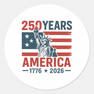 250 Years America Statue Of Liberty Proud Usa Flag Classic Round Sticker