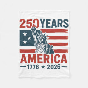250 Years America Statue Of Liberty Proud Usa Flag Fleece Blanket