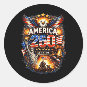 250 Years American 1776 2026 250th Usa Birthday 4t Classic Round Sticker