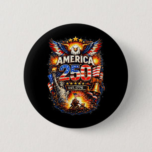 250 Years American 1776 2026 250th USA Birthday 6 Cm Round Badge