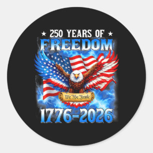 250 Years American 1776 2026 250th USA Birthday Classic Round Sticker
