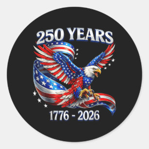 250 Years American 1776 2026 250th USA Birthday Classic Round Sticker