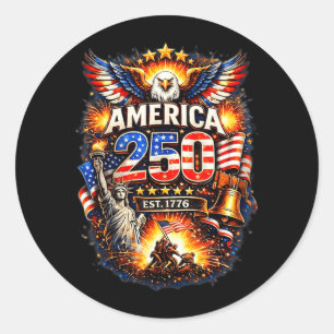 250 Years American 1776 2026 250th USA Birthday Classic Round Sticker