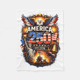 250 Years American 1776 2026 250th USA Birthday Fleece Blanket