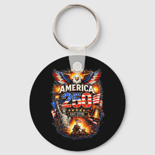 250 Years American 1776 2026 250th USA Birthday Key Ring