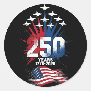 250 Years American 1776 2026 4th of July 250th USA Classic Round Sticker