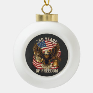 250 Years American 1776-2026 Ceramic Ball Christmas Ornament