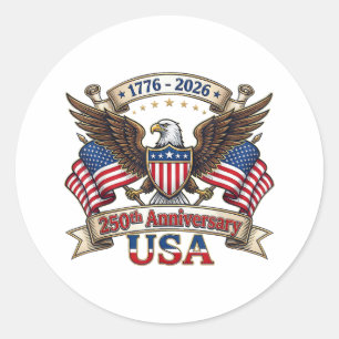 250 Years American 250th 4th of July Anniversary 1 Classic Round Sticker