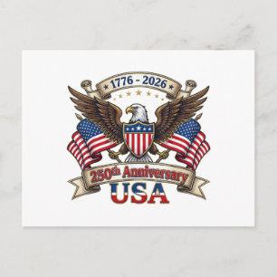 250 Years American 250th 4th of July Anniversary 1 Holiday Postcard