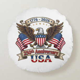 250 Years American 250th 4th of July Anniversary 1 Round Cushion