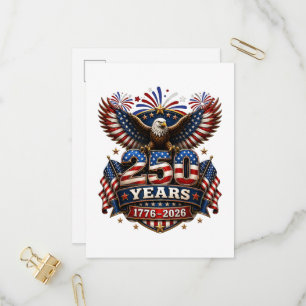 250 Years American 250th Anniversary 4th of July Invitation Postcard