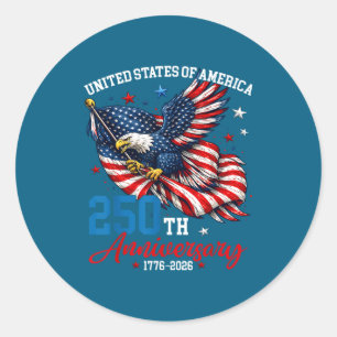250 Years american 250th anniversary us usa flag 4 Classic Round Sticker