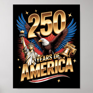 250 Years American 250th Anniversary US USA Flag Poster