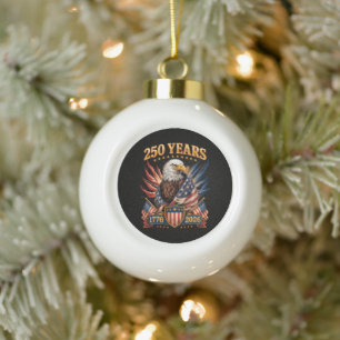 250 Years American 250th Anniversary Usa Patriotic Ceramic Ball Christmas Ornament