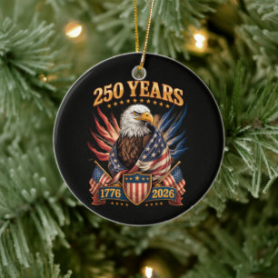 250 Years American 250th Anniversary Usa Patriotic Ceramic Tree Decoration