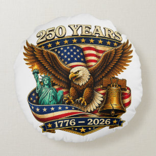 250 Years American 250th Anniversary USA Round Cushion