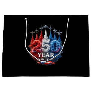 250 Years American 250th USA Patriotic 4th of July Large Gift Bag