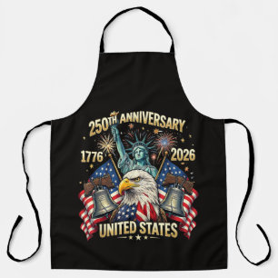 250 Years American Anniversary 1776-2026 USA Flag Apron