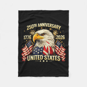 250 Years American Anniversary 1776-2026 USA Flag Fleece Blanket