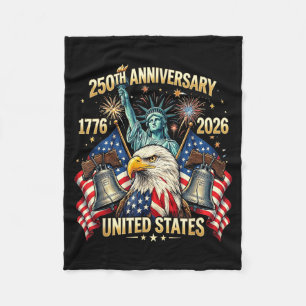 250 Years American Anniversary 1776-2026 USA Flag Fleece Blanket