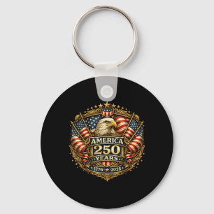 250 Years American Anniversary 1776-2026 USA Flag Key Ring