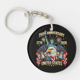 250 Years American Anniversary 1776-2026 USA Flag  Key Ring