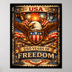250 Years American Anniversary 1776-2026 USA Flag Poster