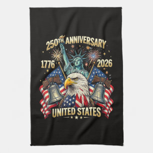 250 Years American Anniversary 1776-2026 USA Flag Tea Towel