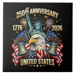 250 Years American Anniversary 1776-2026 USA Flag Tile