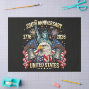 250 Years American Anniversary 1776-2026 USA Flag Tissue Paper