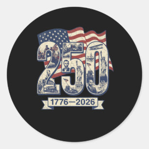 250 Years American Anniversary 250th Merch 4th Jul Classic Round Sticker