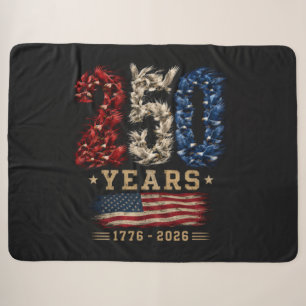 250 Years American Eagle Flag Patriotic Sherpa Blanket