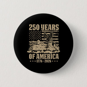 250 Years American Flag 1776-2026 250th Birthday 6 Cm Round Badge