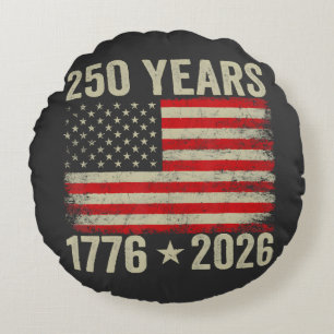 250 Years American Flag 1776-2026 Round Cushion