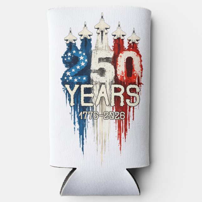 250 Years American Flag 250th Anniversary  Seltzer Can Cooler (Front)