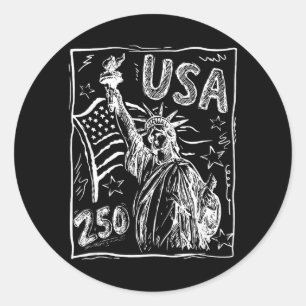 250 Years American Flag 250th Anniversary Us Flag Classic Round Sticker