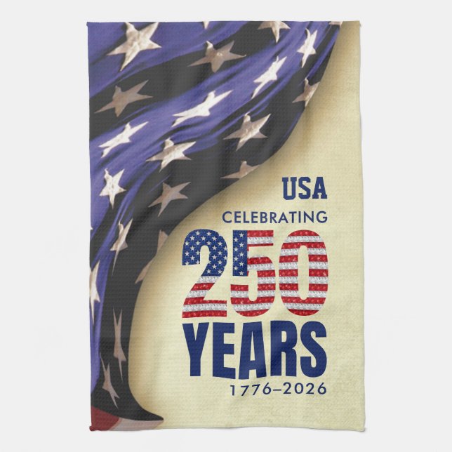 250 Years American Independence Souvenir Tea Towel (Vertical)