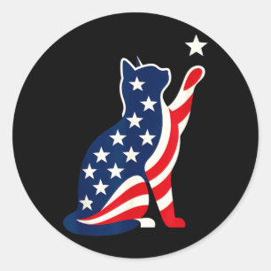250 Years American Patriotic 4th July Cat Pattys Classic Round Sticker
