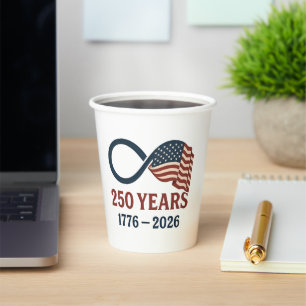 250 Years Anniversary 1776-2026 USA Patriotic Paper Cups