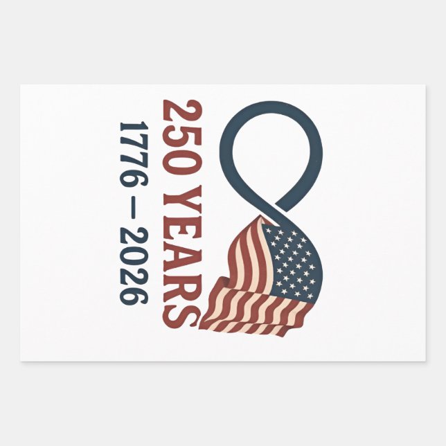 250 Years Anniversary 1776-2026 USA Patriotic  Wrapping Paper Sheet (Front)