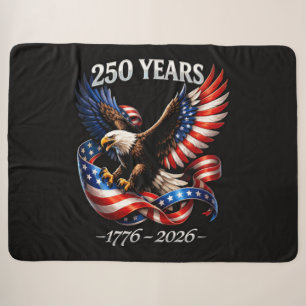 250 Years Anniversary Eagle American Flag Sherpa Blanket