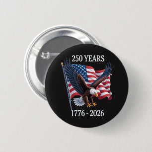 250 Years Anniversary Usa American Flag 1776-2026 6 Cm Round Badge
