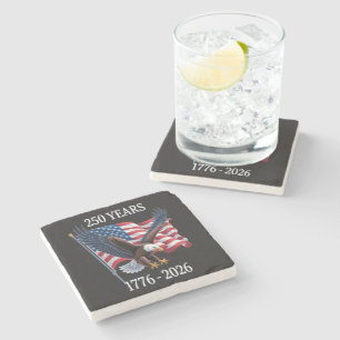 250 Years Anniversary Usa American Flag 1776-2026 Stone Coaster