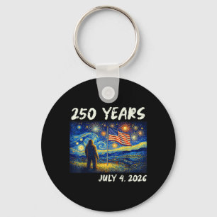250 Years Bigfoot American Flag 4th July 250th Key Ring