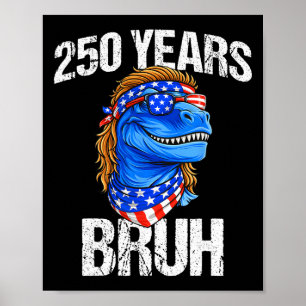250 Years Bruh 4th Of July Trex Dinosaur 250th Ann Poster