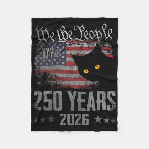 250 Years Cat American Flag 250th Anniversary 4th Fleece Blanket