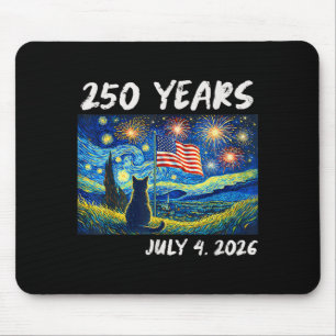 250 Years Cat Starry Night 4th of July 250th Mouse Mat