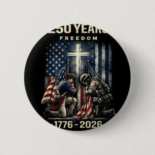 250 Years Christian Cross And Usa Flag 1776 2026 F 6 Cm Round Badge