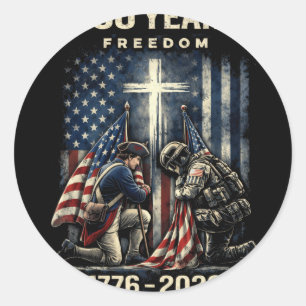 250 Years Christian Cross And Usa Flag 1776 2026 F Classic Round Sticker